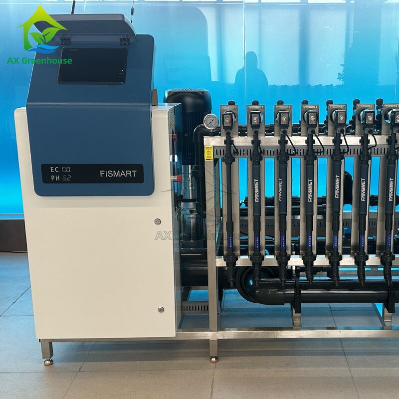 FISMART-C ドリップ灌漑施肥機、9つの肥料チャンネル、304ステンレス鋼フレーム、精密EC/PH制御